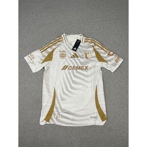 Tigres Tigers UANL 24/25 Third Soccer Jersey Mens M White Gold Authentic Adidas